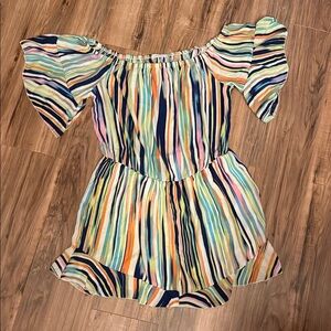 Striped Multicolor Off-Shoulder Jumpsuit